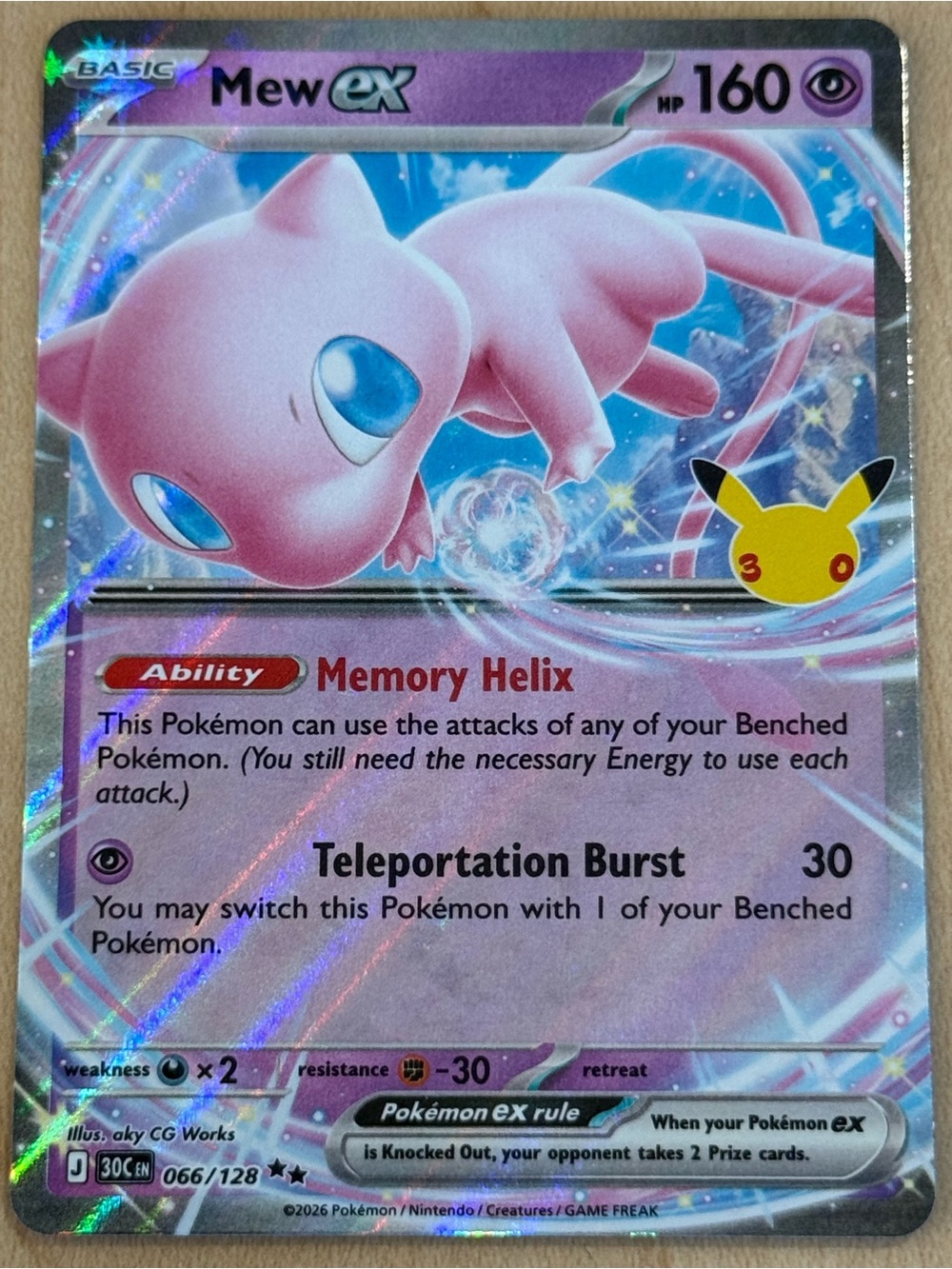 Mew ex 066/128 Me: 30th Celebration Holo